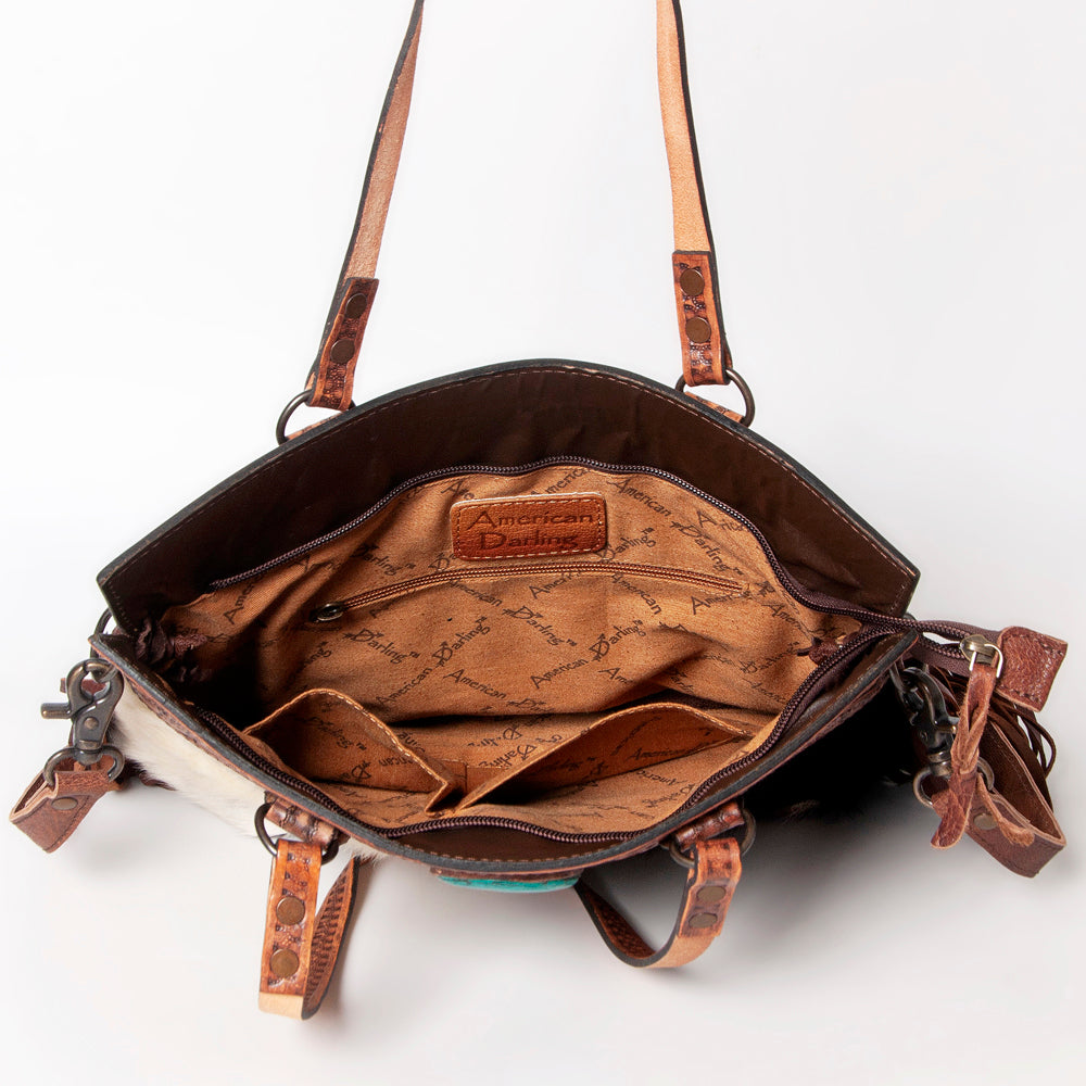 American Darling Cross Body Hand Tooled Hair on-Genuine Leather Western Women Bag Handbag Purse | Crossbody for Cute
