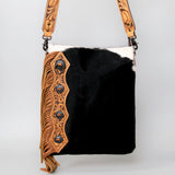 American Darling ADBG464BRW Chaps Bag Hand Tooled Hair On Genuine Leather Women Bag Western Handbag Purse