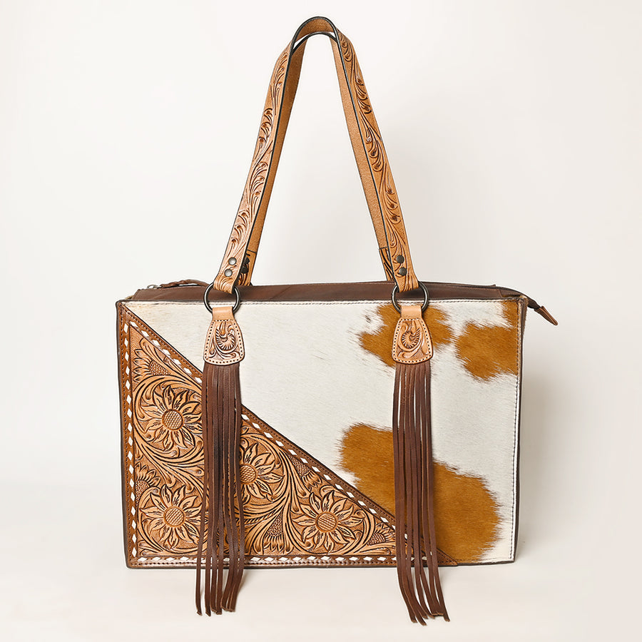 American Darling Tote Hand Tooled Hair on Genuine Leather Western Women Bag Handbag Purse | Travel Bags College Casual