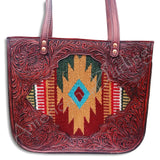 American Darling Tote Saddle Blanket Hand Tooled Genuine Leather Western Women Bag Handbag Purse | Travel Bags College Casual
