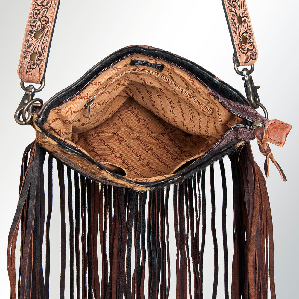 ADBGS192BRAC2A American Darling Hand Tooled Hair On Genuine Leather Women Bag Western Handbag Purse