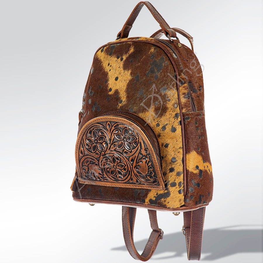 American Darling Backpack Hand Tooled Hair on Genuine Leather Western Women Bag | for Laptop School Purse Travel - Uhorse