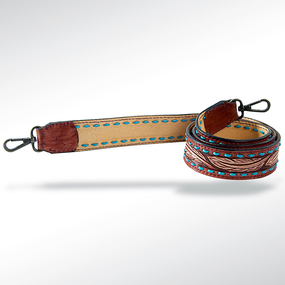 American Darling ADSTF108 Hand Tooled Genuine Leather Crossbody Handle Strap For Bags