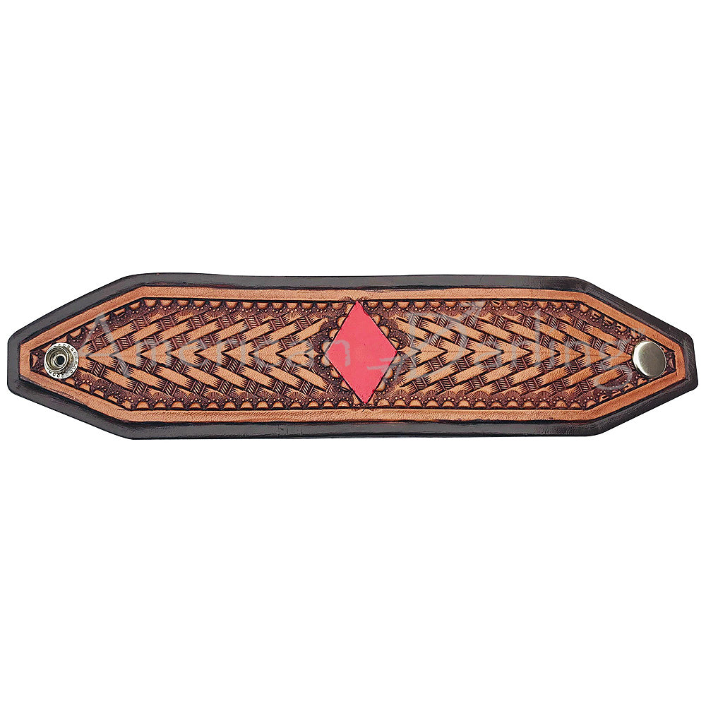 American Darling ADBRF107 Hand tooled carved Genuine Leather Bracelet women