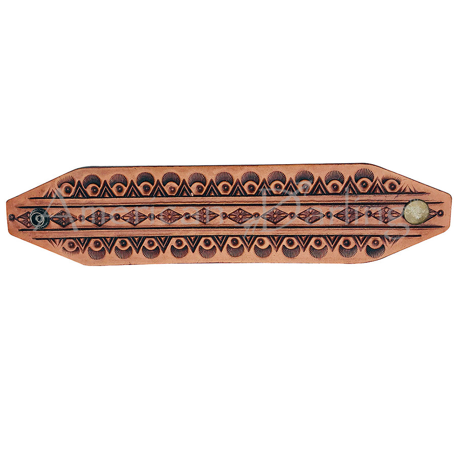 Tooled leather western cinch with concho hardware - Uhorse