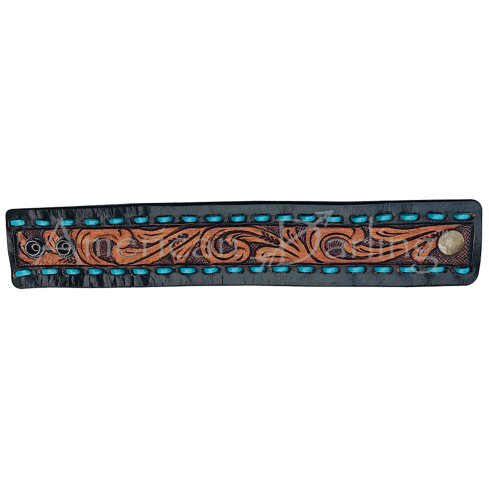 American Darling ADBRF116 Hand tooled carved Genuine Leather Bracelet women