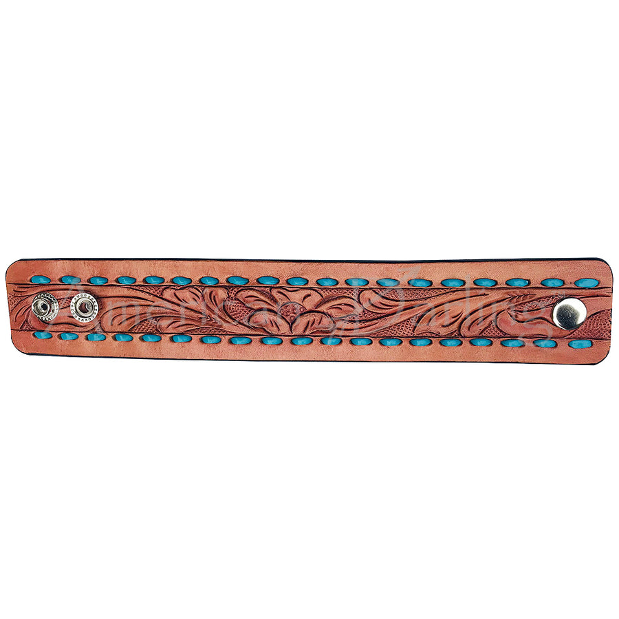 American Darling ADBRF117 Hand tooled carved Genuine Leather Bracelet by Hilason – Cowboy and equestrian accessories