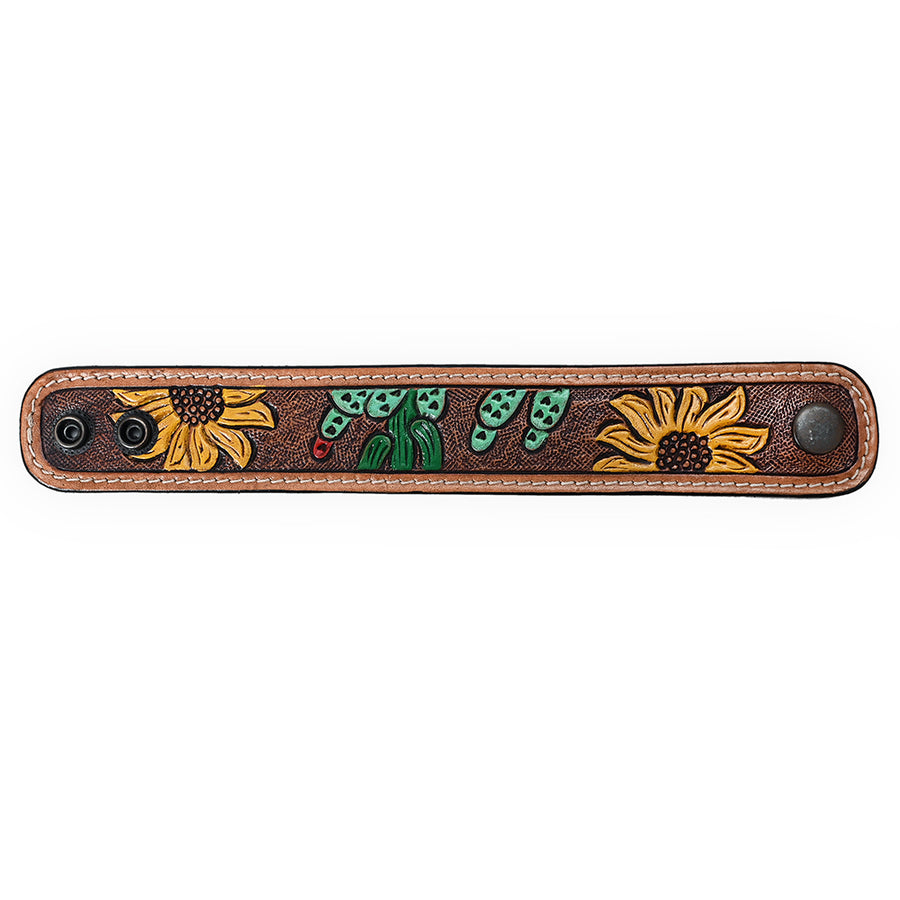 American Darling ADBRF121 Hand tooled carved Genuine Leather Bracelet by Hilason – Cowboy and equestrian accessories