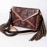 American Darling ADBG476ANTBR Envelope Hand Tooled Genuine Leather Women Bag Western Handbag Purse