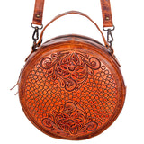 American Darling ADBG498A Canteen Hand Tooled Genuine Leather Women Bag Western Handbag Purse
