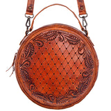 American Darling ADBG498B Canteen Hand Tooled Genuine Leather Women Bag Western Handbag Purse
