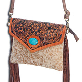 American Darling Envelope Hand Tooled Hair-On Genuine Leather Women Bag Western Handbag Purse | for Cute