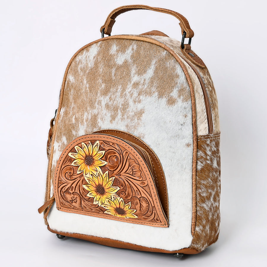 American Darling Backpack Hand Tooled Hair on Genuine Leather Western Women Bag | for Laptop School Purse Travel - Uhorse