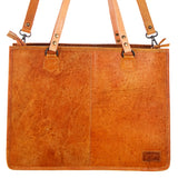 American Darling ADBG230TAWSUNF Briefcase Hand Tooled Hair On Genuine Leather Women Bag Western Handbag Purse