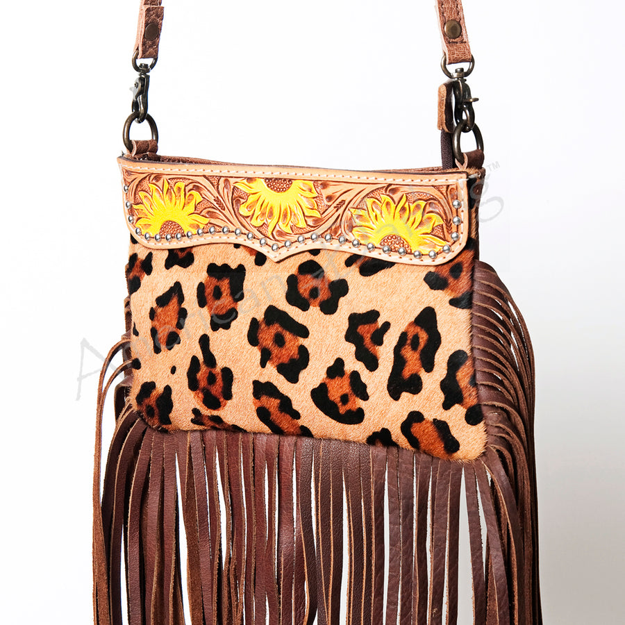 American Darling ADBG362SUNF Small Crossbody Hand Tooled Hair On by Hilason – Cowboy and equestrian accessories