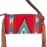 American Darling Clutch Hand Tooled Saddle Blanket Fabric Genuine Leather Western Women Bag Handbag Purse | Purses for Cute