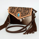 American Darling ADBGD114 Envelope Hand Tooled Hair-On Genuine Leather Women Bag Western Handbag Purse