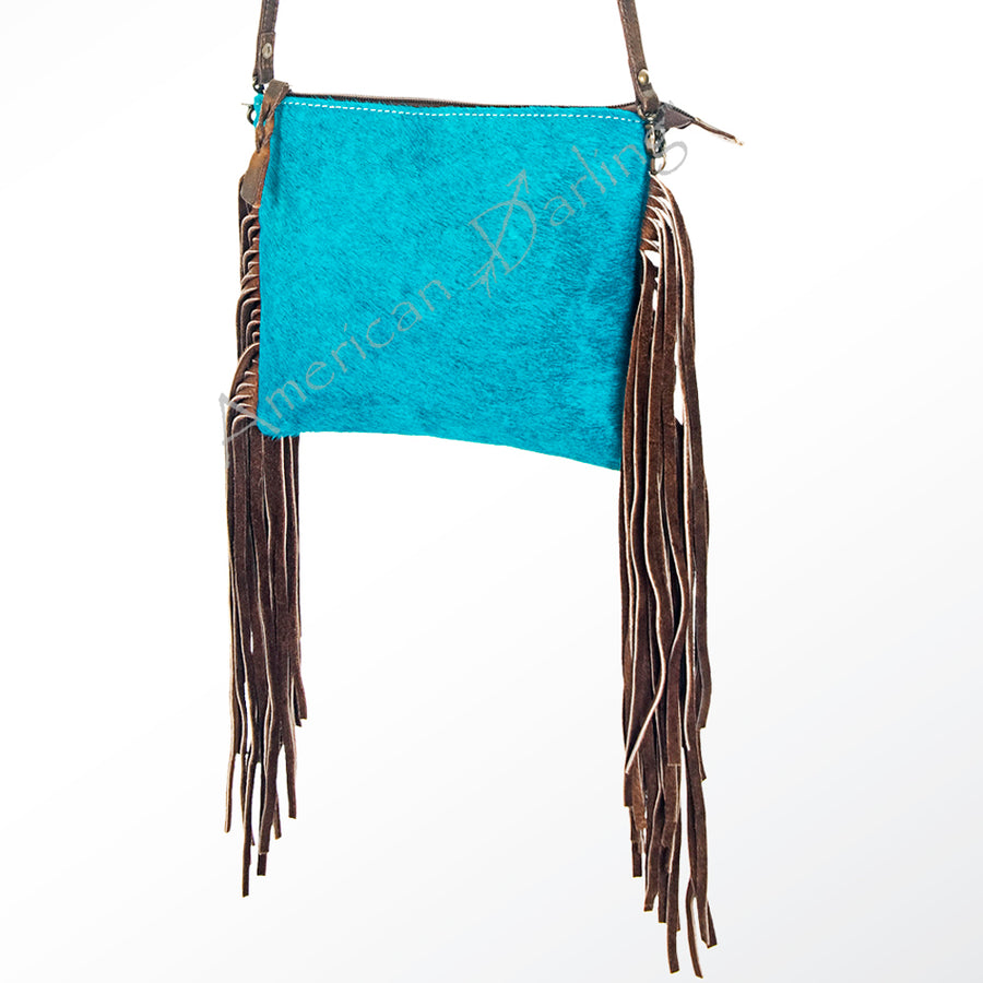 American Darling Hair-On Cowhide Crossbody Bag with Long Leather Fringe - Uhorse
