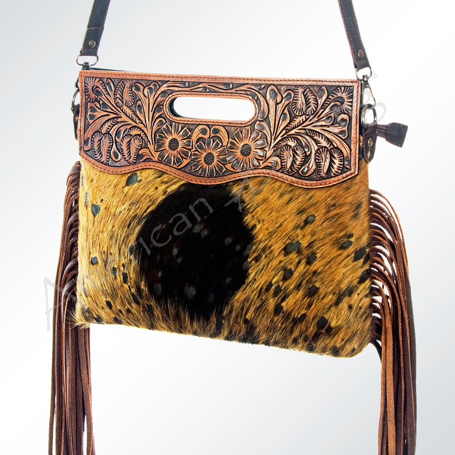 American Darling Clutch Hand Tooled Hair on Genuine Leather Western Women Bag Handbag Purse | Purses for Cute - Uhorse