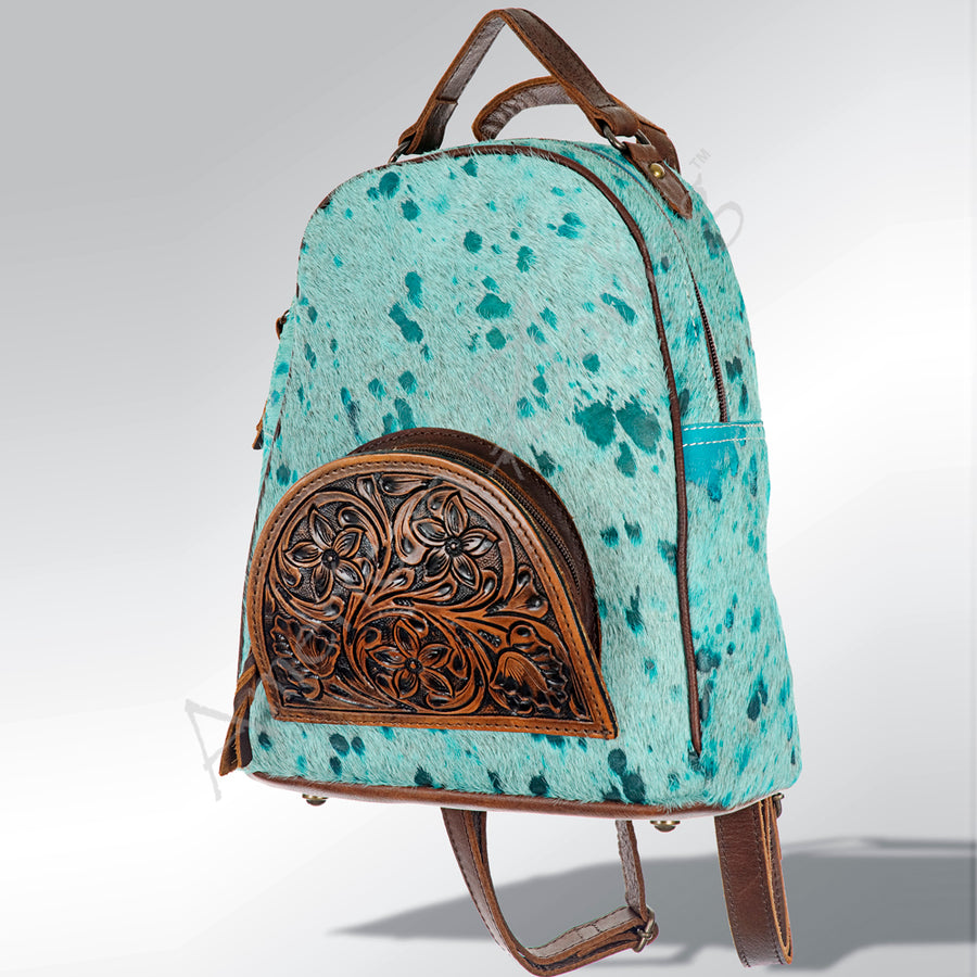 American Darling Backpack Hand Tooled Hair on Genuine Leather Western Women Bag | for Laptop School Purse Travel - Uhorse