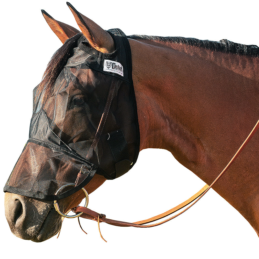 Cashel Quiet Ride Horse Fly Mask Long Nose Black Size