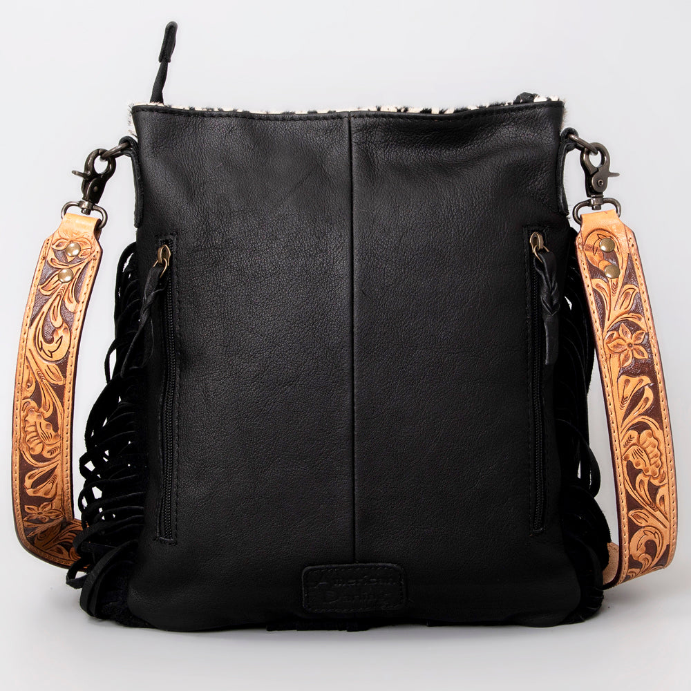 American Darling ADBGS192SNKFRNGA Messenger Hand Tooled Hair On Genuine Leather Women Bag Western Handbag Purse