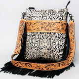 American Darling ADBGS192SNKFRNGA Messenger Hand Tooled Hair On Genuine Leather Women Bag Western Handbag Purse
