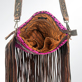 American Darling ADBGS192PKCHEFRNGA Messenger Hand Tooled Hair On Genuine Leather Women Bag Western Handbag Purse