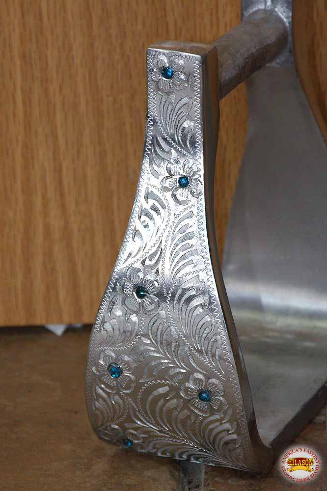 HILASON Horse Western Saddle Engraved Metal Roper Stirrups | Riding