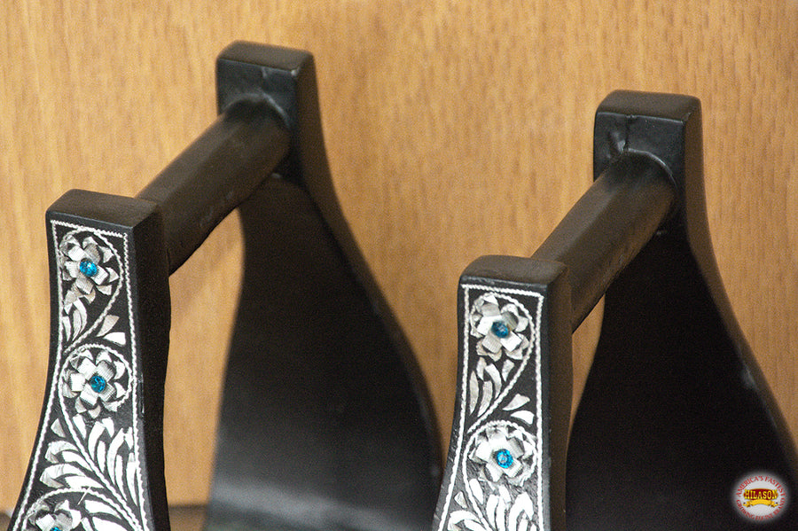 HILASON Horse Western Saddle Engraved Metal Roper Stirrups | Riding Roping Trail