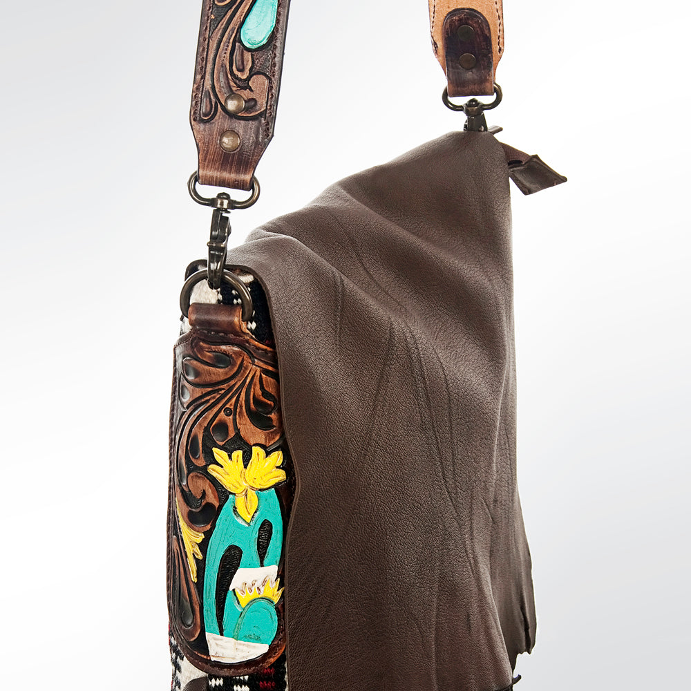 American Darling Messenger Saddle Blanket Fabric Genuine Leather Western Women Bag Handbag Purse | Cute