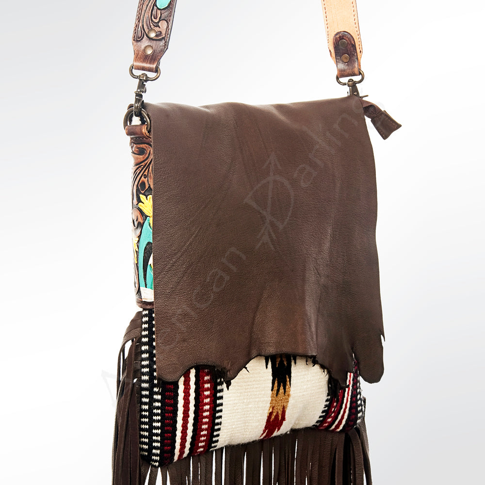 American Darling Messenger Saddle Blanket Fabric Genuine Leather Western Women Bag Handbag Purse | Cute