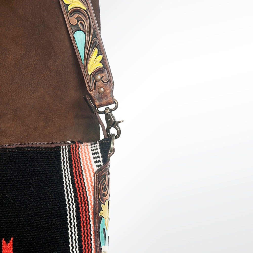 American Darling Messenger Saddle Blanket Fabric Genuine Leather Western Women Bag Handbag Purse | Cute