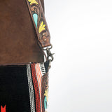 American Darling Messenger Saddle Blanket Fabric Genuine Leather Western Women Bag Handbag Purse | Cute