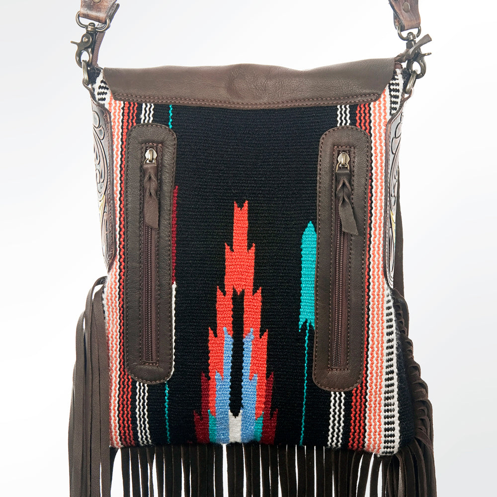 American Darling Messenger Saddle Blanket Fabric Genuine Leather Western Women Bag Handbag Purse | Cute