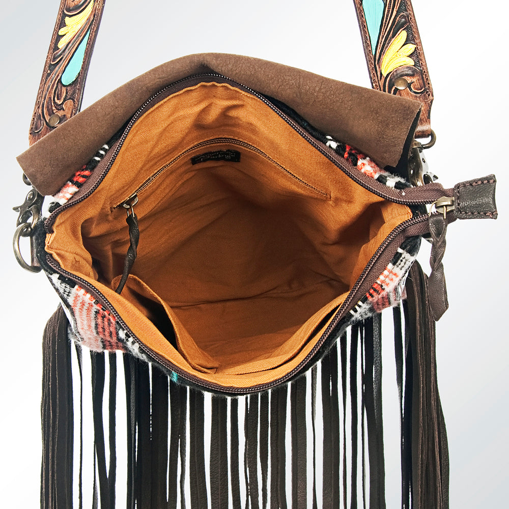 American Darling Messenger Saddle Blanket Fabric Genuine Leather Western Women Bag Handbag Purse | Cute