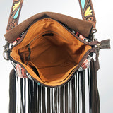 American Darling Messenger Saddle Blanket Fabric Genuine Leather Western Women Bag Handbag Purse | Cute