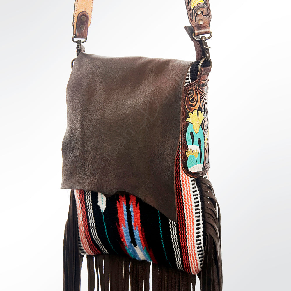 American Darling Messenger Saddle Blanket Fabric Genuine Leather Western Women Bag Handbag Purse | Cute