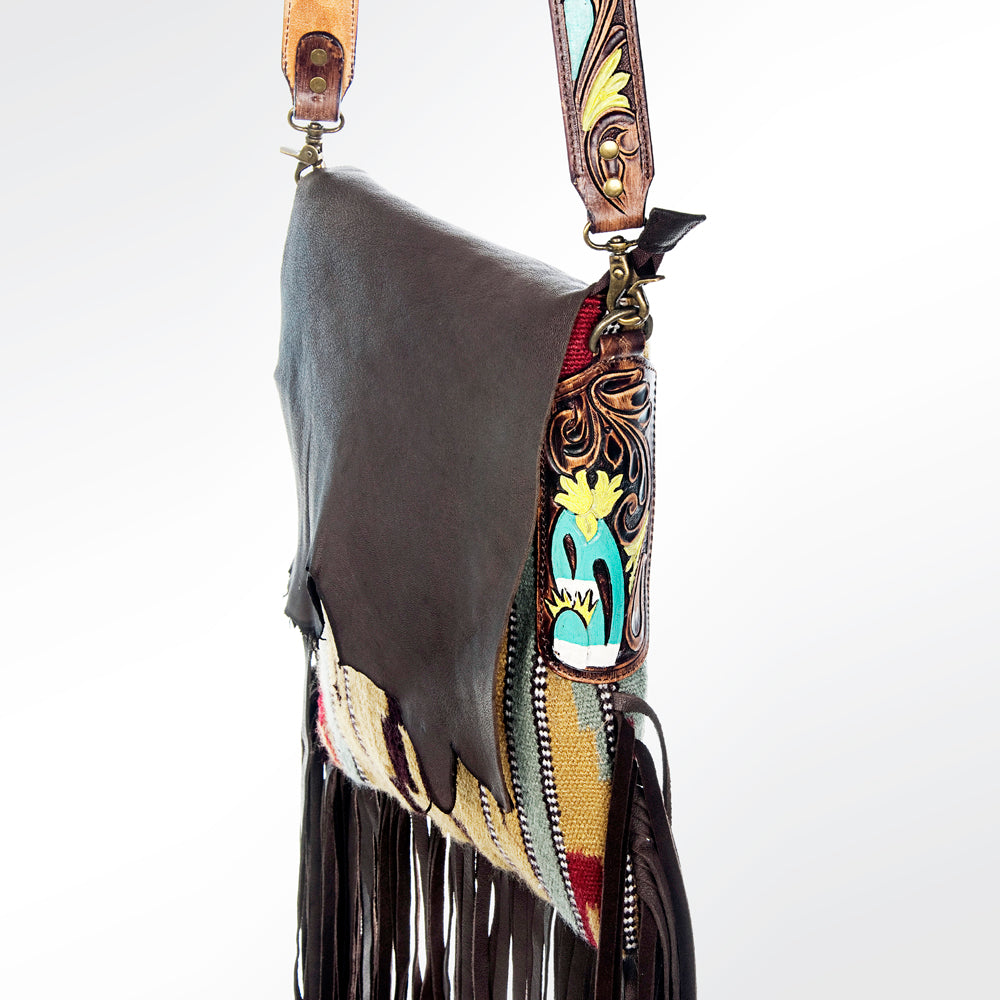 American Darling Messenger Saddle Blanket Fabric Genuine Leather Western Women Bag Handbag Purse | Cute