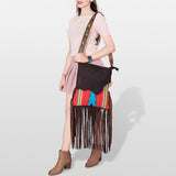 American Darling Messenger Saddle Blanket Fabric Genuine Leather Western Women Bag Handbag Purse | Cute
