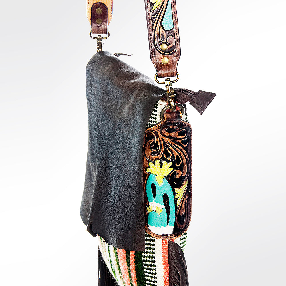 American Darling Messenger Saddle Blanket Fabric Genuine Leather Western Women Bag Handbag Purse | Cute