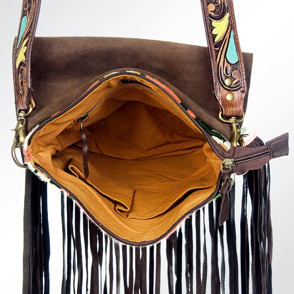 American Darling Messenger Saddle Blanket Fabric Genuine Leather Western Women Bag Handbag Purse | Cute