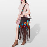 American Darling Messenger Saddle Blanket Fabric Genuine Leather Western Women Bag Handbag Purse | Cute