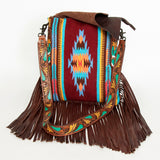 American Darling Messenger Saddle Blanket Fabric Genuine Leather Western Women Bag Handbag Purse | Cute