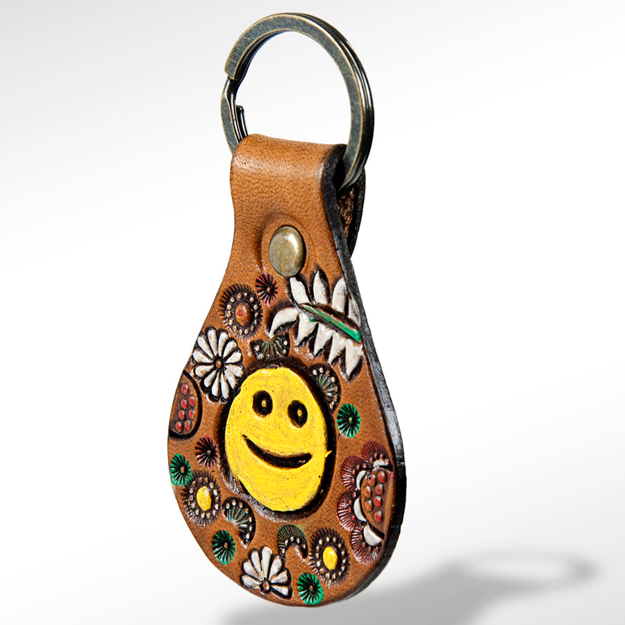 American Darling ADKR152 Hand Tooled Carved Genuine Leather Keyring