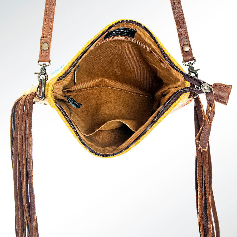 American Darling CrossBody Bag Saddle Blanket Fabric Genuine Leather Western Women Handbag Purse | for Cute Travel