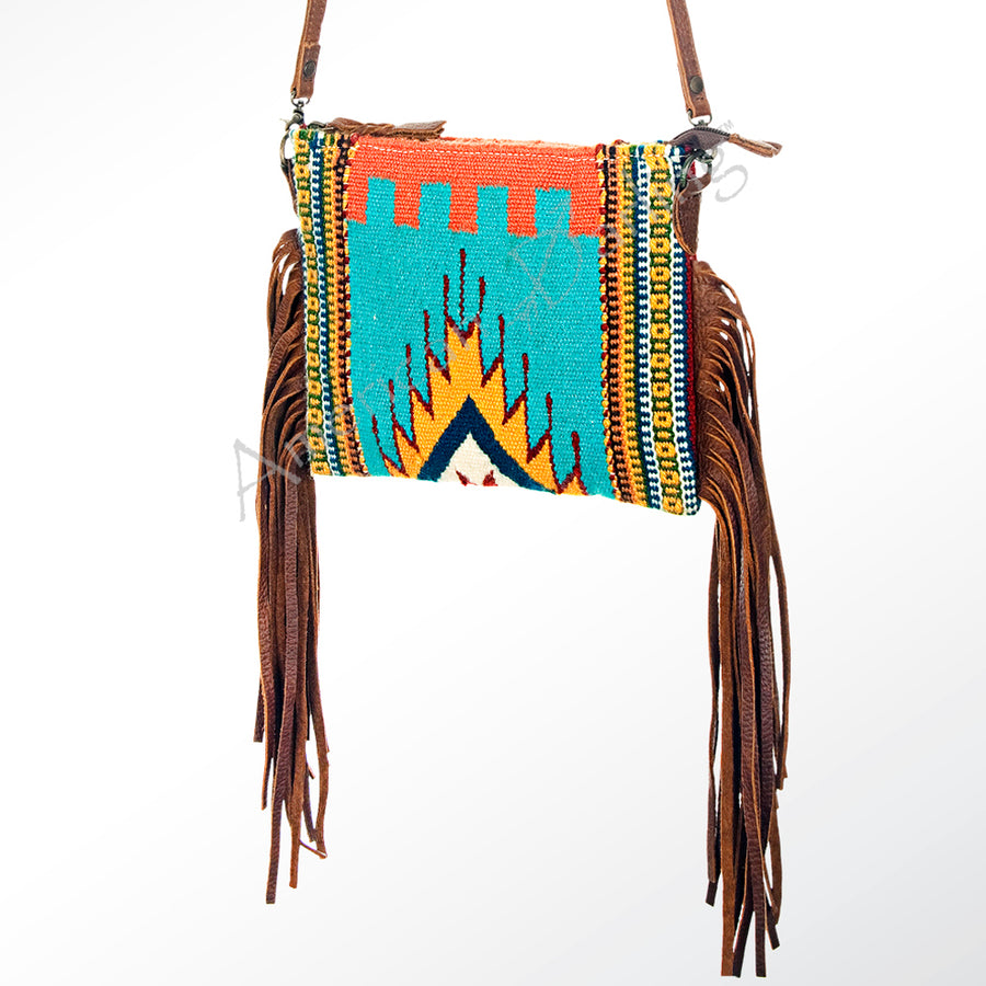 American Darling Handcrafted Cross body Bag with Hand-Woven Saddle Blanket and Fringes - Uhorse