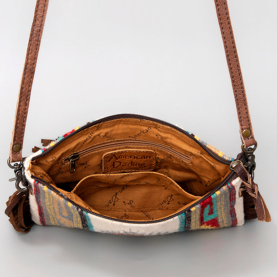 American Darling CrossBody Bag Saddle Blanket Fabric Genuine Leather Western Women Handbag Purse | for Cute Travel