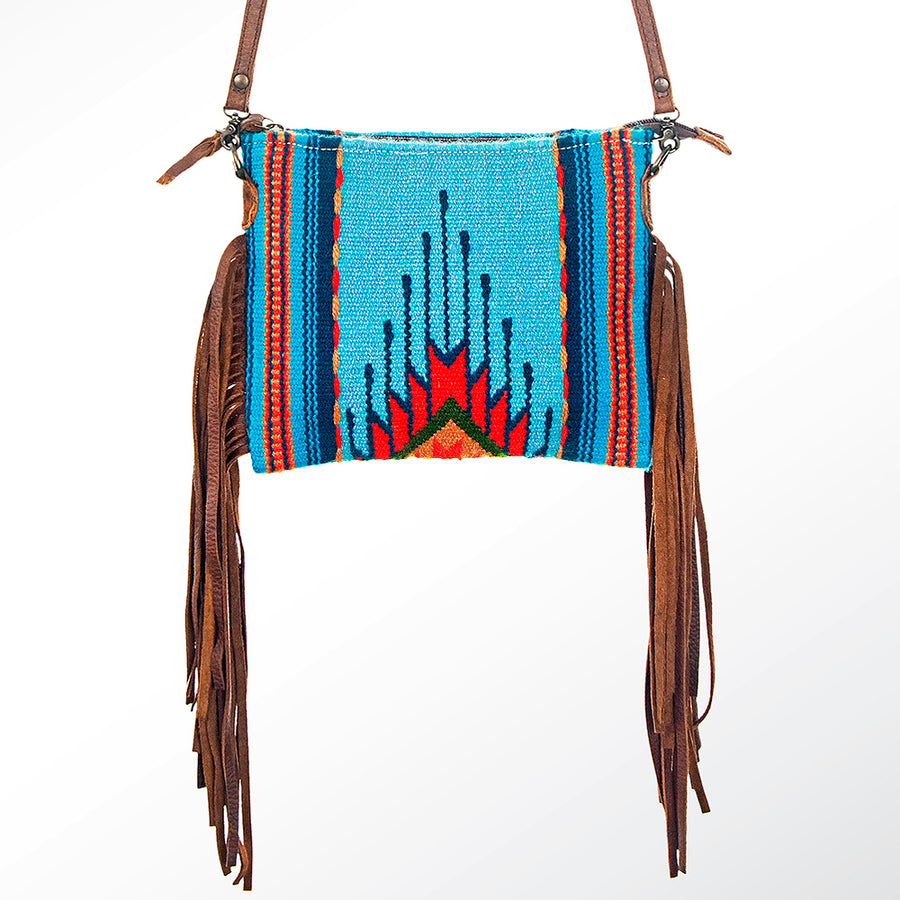 American Darling CrossBody Bag Saddle Blanket Fabric Genuine Leather Western Women Handbag Purse | for Cute Travel