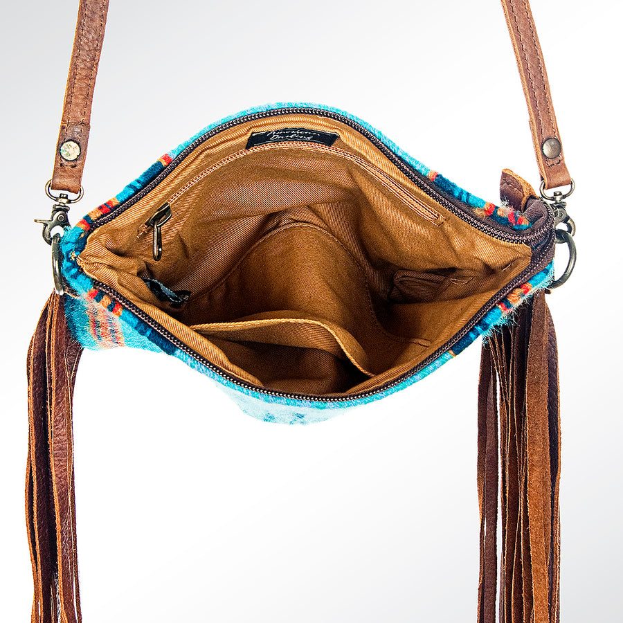 American Darling CrossBody Bag Saddle Blanket Fabric Genuine Leather Western Women Handbag Purse | for Cute Travel